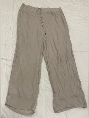 Croft & Barrow Neutral Taupe Wide Leg Crinkle Pants XL